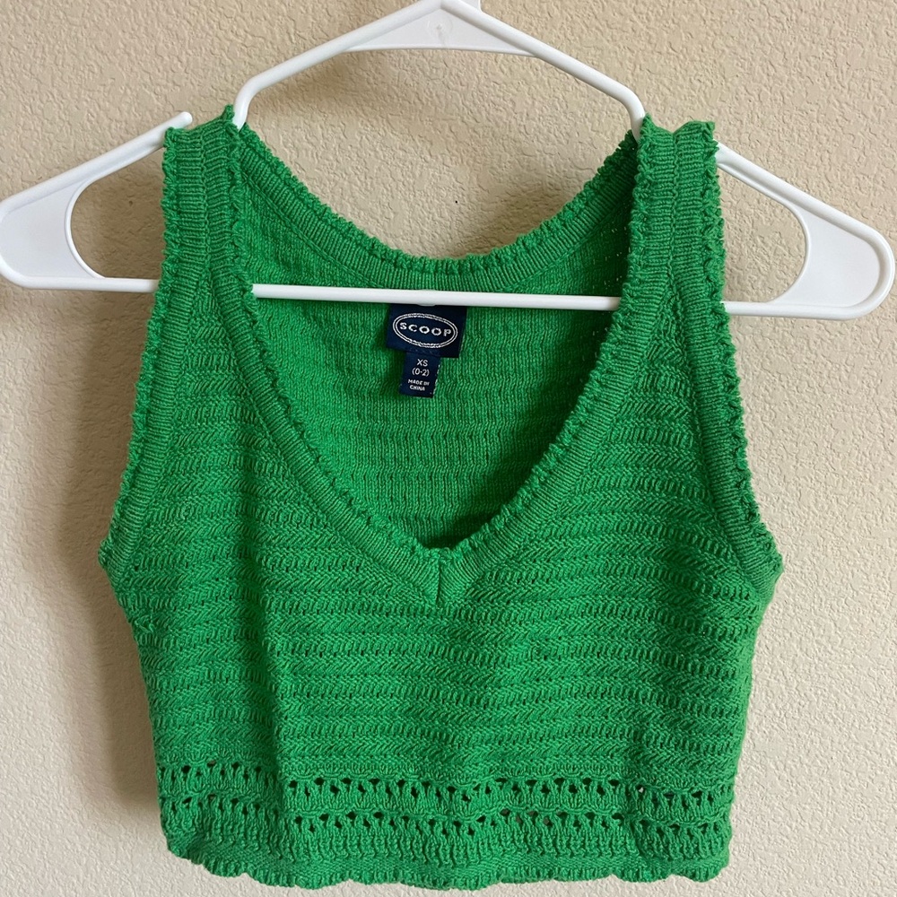 Scoop NYC Vibrant Green Knit Tank Top